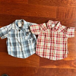 Gymboree Plaid Shirts Size 12-18 Month Baby Toddler Boys Button Up Lot of 2
